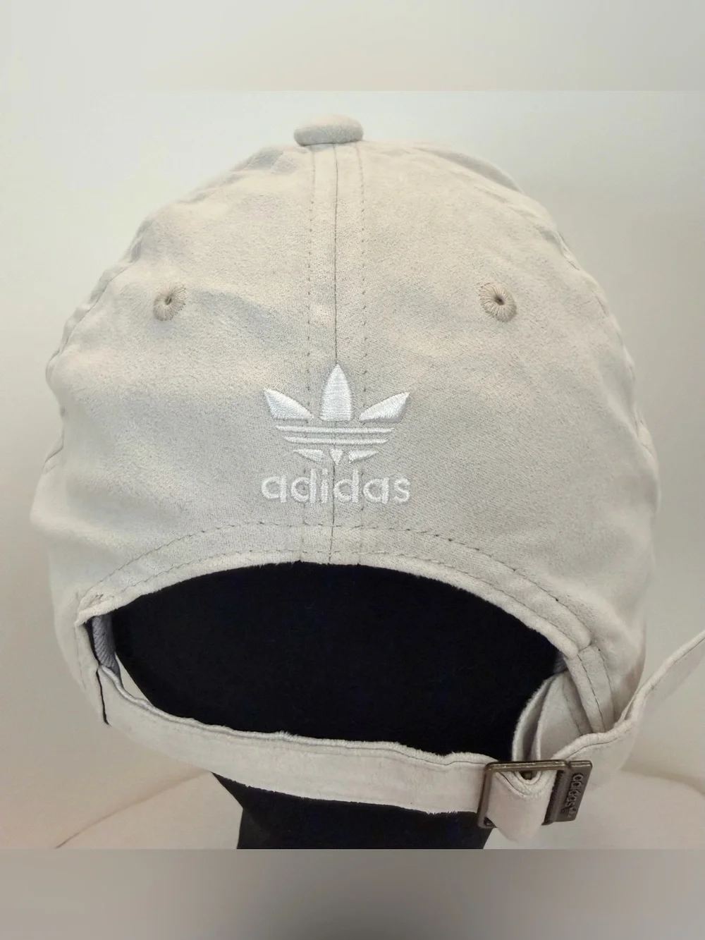 Adidas Trefoil Beige Faux Suede Adjustable Baseball Hat Cap Unisex